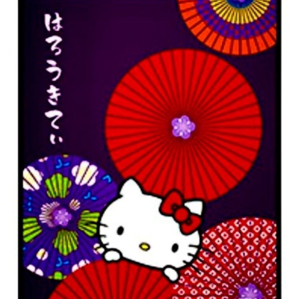 Sanrio Hello Kitty Wall Art Poster Canvas Purple Asian Umbrella 30x40cm Unframed